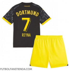 Borussia Dortmund Giovanni Reyna #7 Segunda Equipación Niños 2023-24 Manga Corta (+ Pantalones cortos)